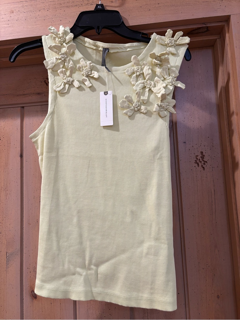 Anthropologie Woman’s yelling Floral-Appliqué Tank